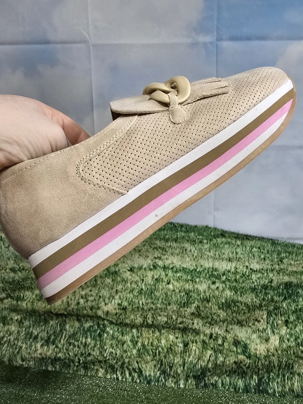 COCONUTS by Matisse Bess Light Beige EVA Platform Loafer Sneaker Hybrid Size 8
